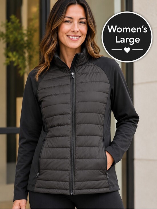 Gradual Jackets & Blazers - Black Quilted Hybrid Active Jacket | Sz L